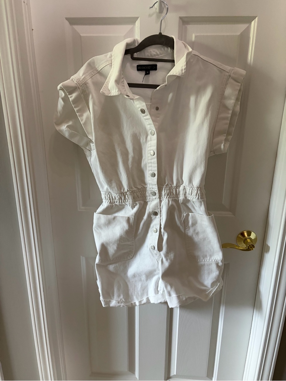 Blank NYC White Button-Front Short Romper size medium